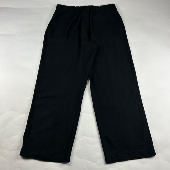 Old Navy Black Linen Blend Taylor High Rise Wide Leg Summer Trouser Pant L - Picture 6 of 7